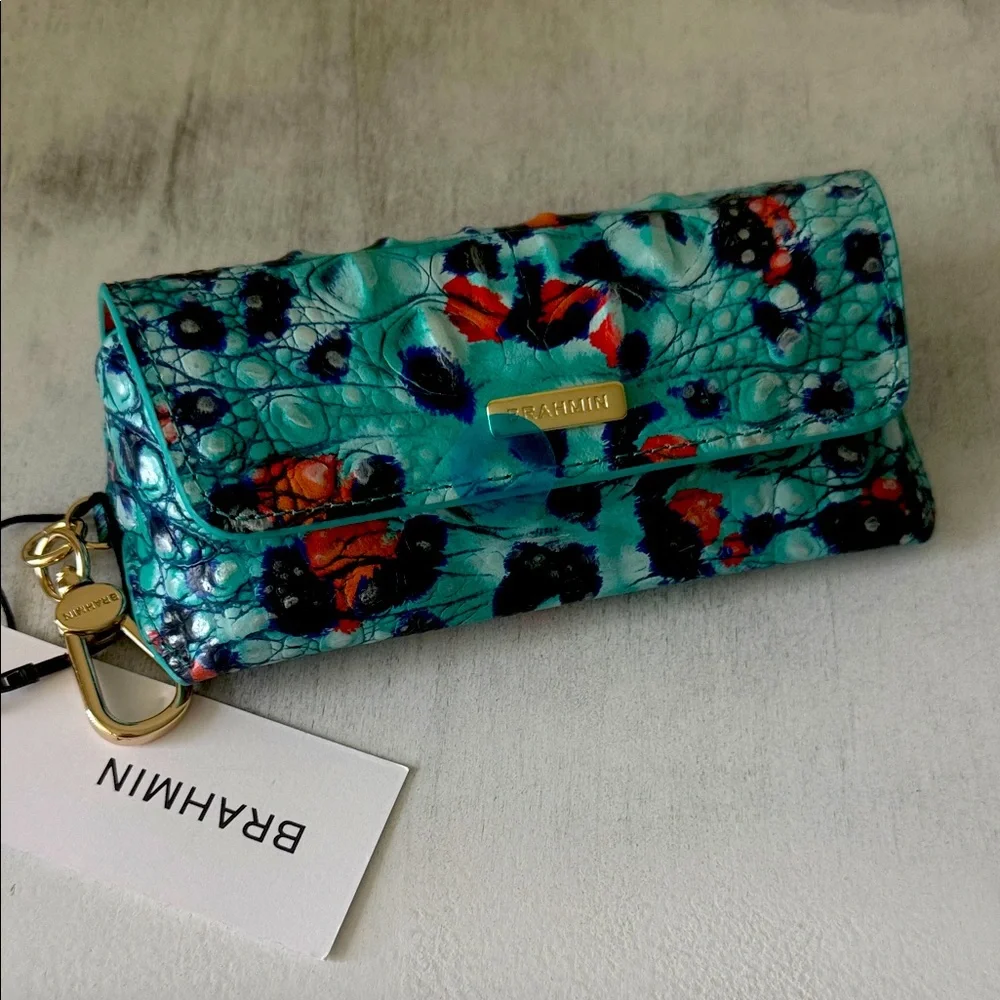 Brahmin Elora Frisky Blue Melbourne Leather Croc-Embossed EyeGlass Case Holder